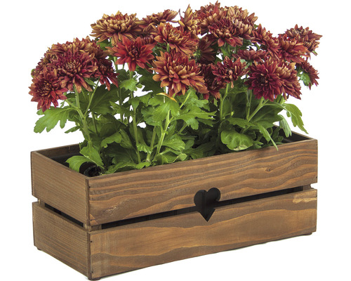 Houten bloembak 42 x 19 x 15 cm donkerbruin