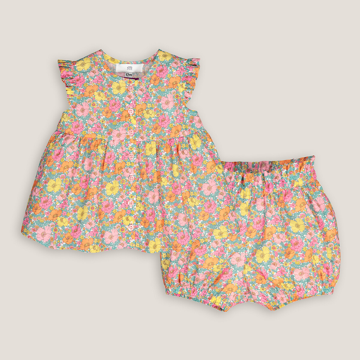 COLEÇÃO LA REDOUTE<br>Conjunto de blusa e calcinha, tecido Liberty Fabrics