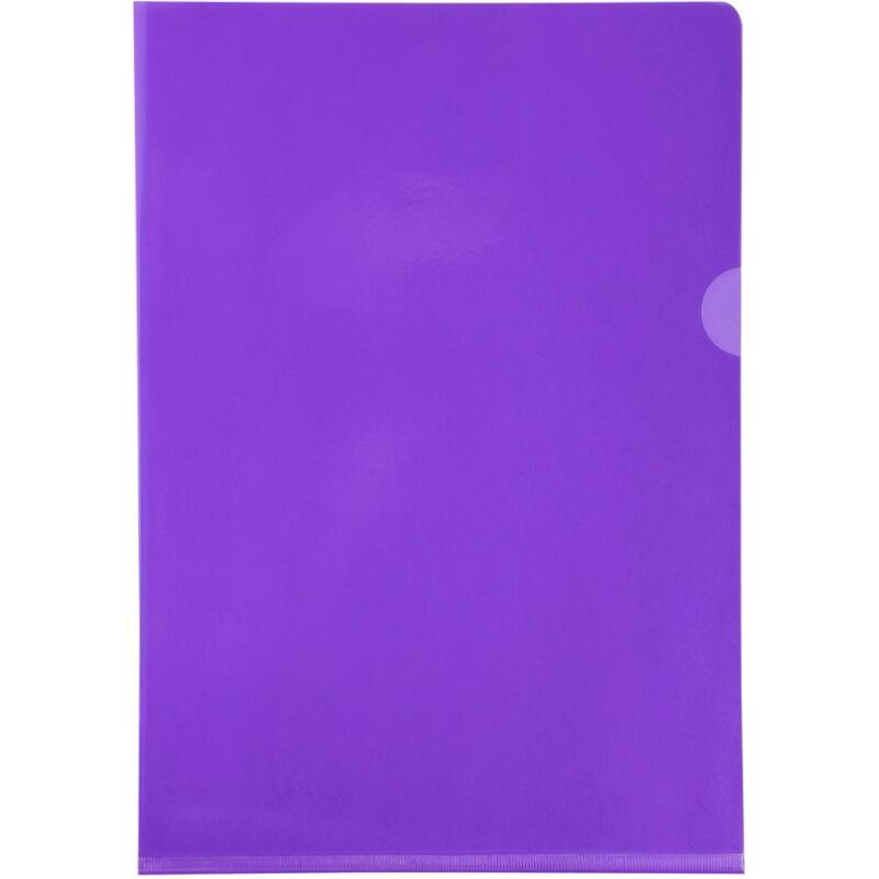 Etui carton de 100 pochettes coin PVC lisse haute résistance 13/100e - A4 - Violet
