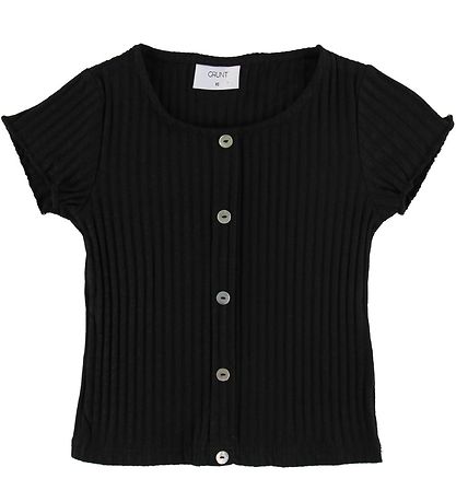 Grønt T-shirt - Hin - Rib - Sort