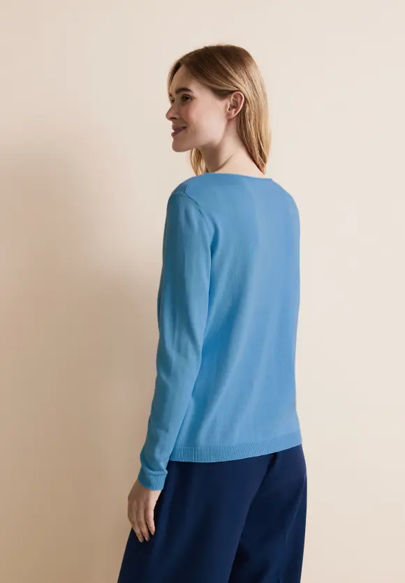 Basic Feinstrickpullover - gentle blue