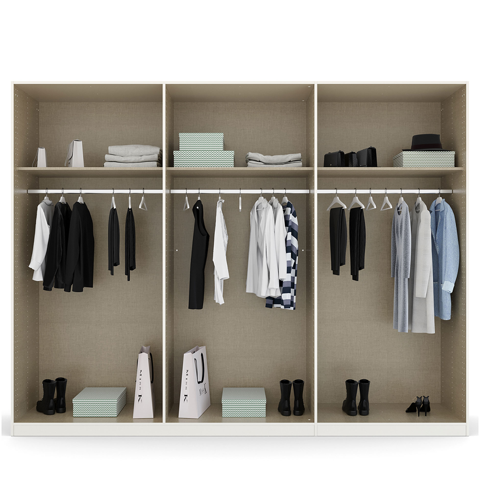 Drehtürenschrank - grau metallic - Artisan Eiche- 271 cm