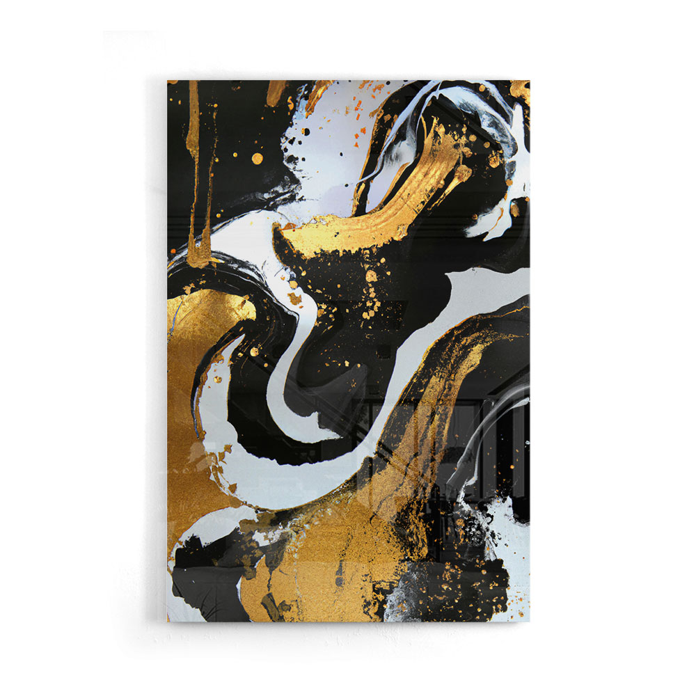 Walljar acrylglas schilderij - Golden Strokes Acrylglas schilderij - 120 x 180 cm