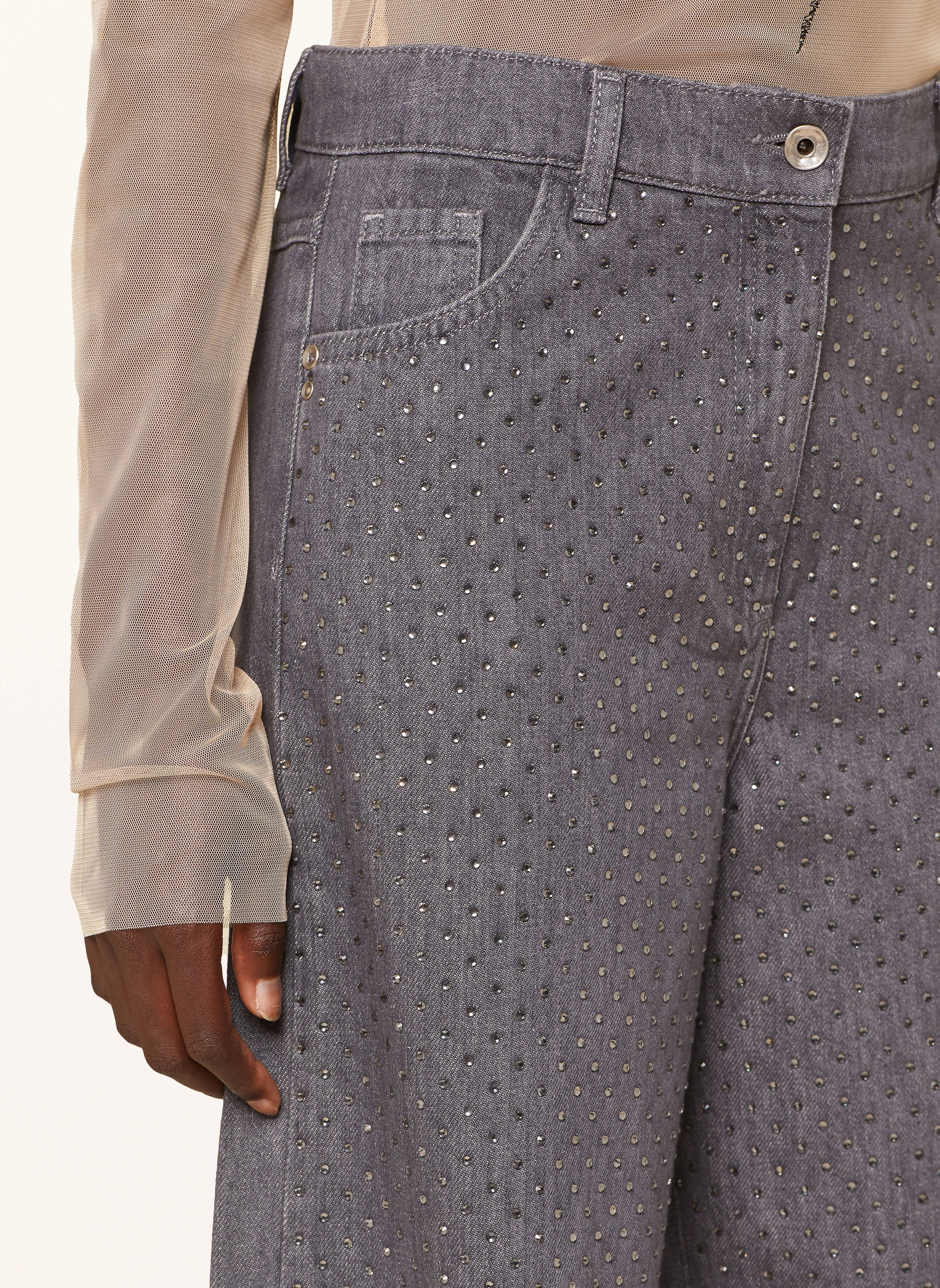 PATRIZIA PEPE Flared Jeans mit Schmucksteinen
