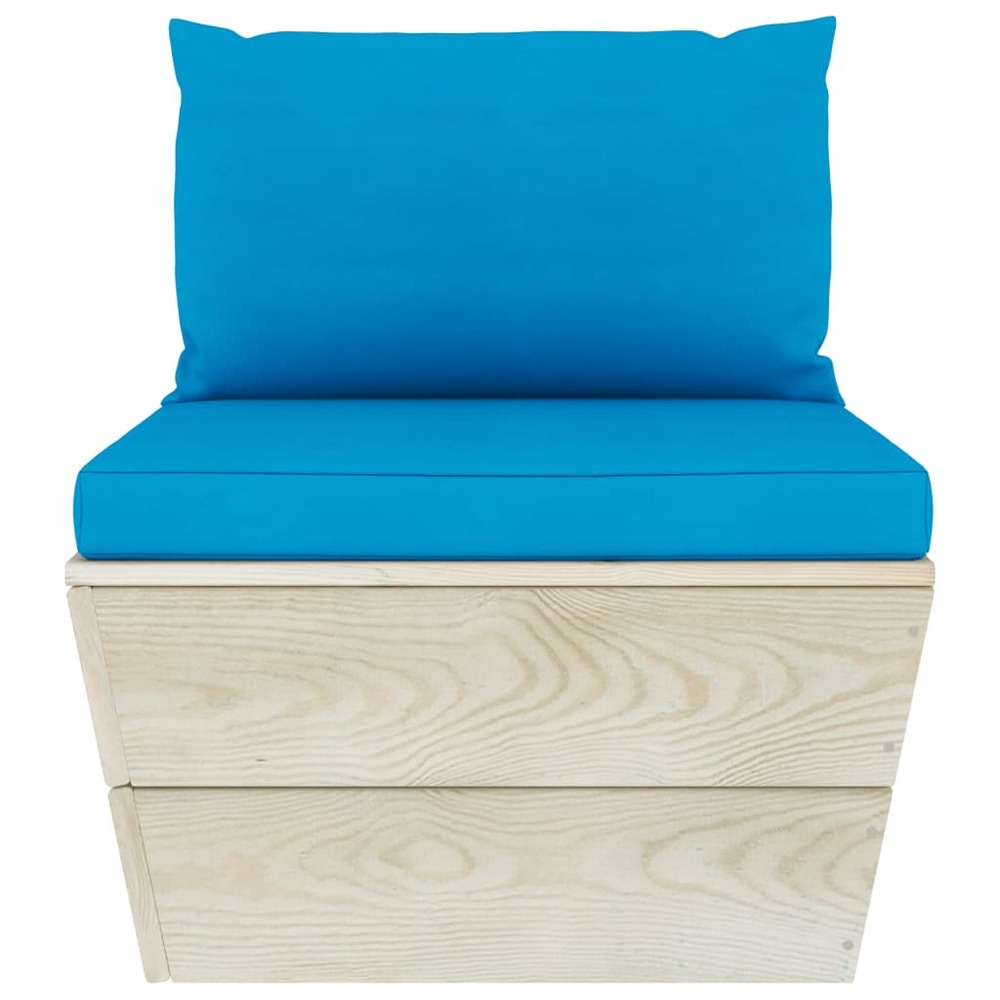 Salon de jardin meuble d'extérieur ensemble de mobilier palette 5 pièces avec coussins épicéa imprégné