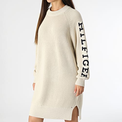 Robe Pull Femme Placed Hilfiger 9375 Beige