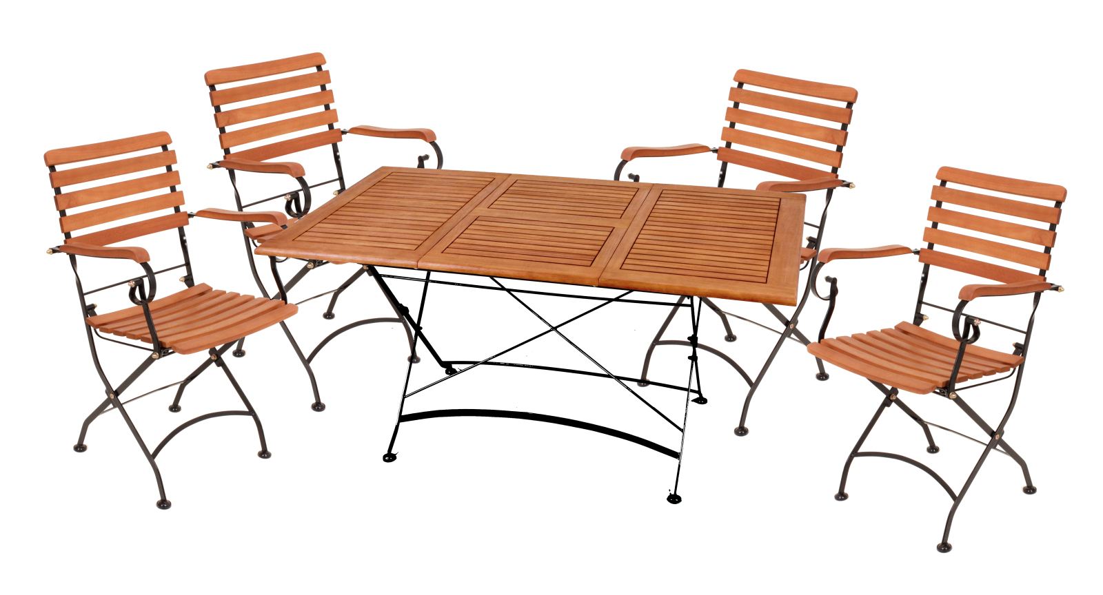 5-teilige Sitzgruppe WIEN Set 10 - Eukalyptus - mit Stühlen