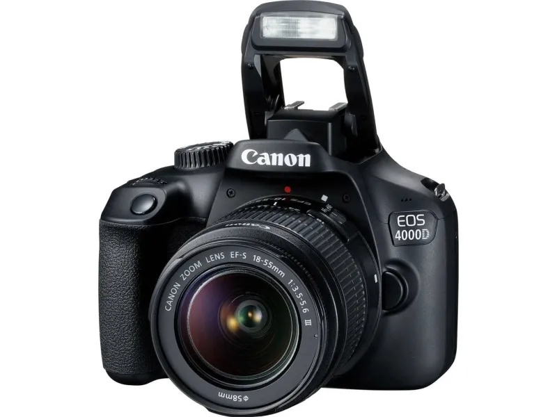 Canon EOS 4000D - Digitalkamera - SLR - 18.0 MP - APS-C - 1080p / 30 fps - 3x optisk zoom EF-S 18-55 mm DC III objektiv - Wi-Fi - sort