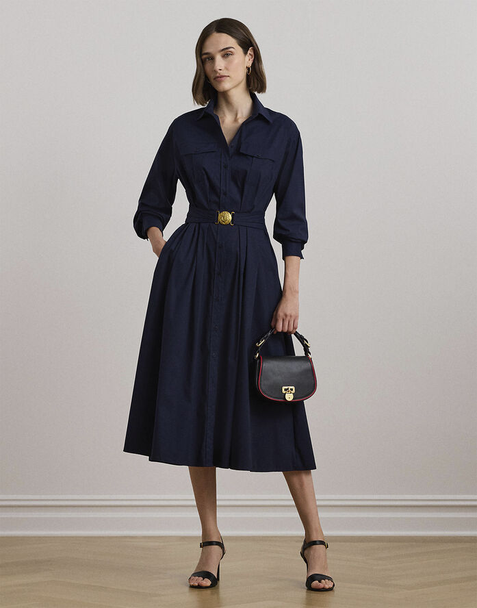Lauren Ralph Lauren SILKY STRTCH COTTON-DRESS W/ BELT Lauren navy