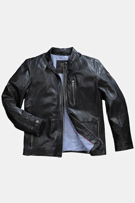 Lederjacke, Leder, Bikerstyle, Stehkragen, Zipper