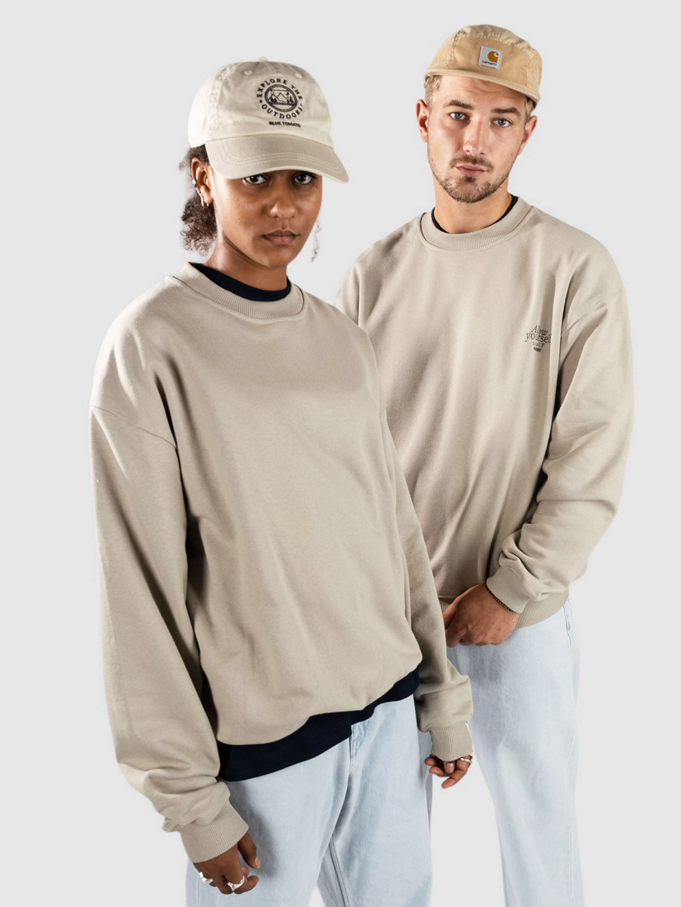 Woodbird Cope Eat Crew Sweater stone