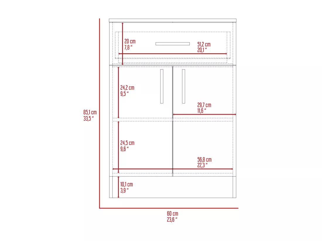 Armoire garde-manger en mélamine, avec tiroir sur rail métallique, 85.09 cm X 59.94 cm X 40.38 cm, Multicolore
