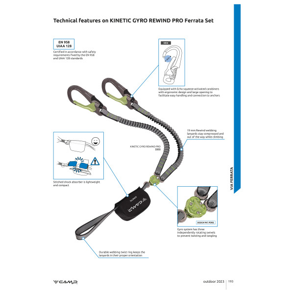 C.A.M.P. - Kinetic Gyro Rewind Pro - Longe de via ferrata