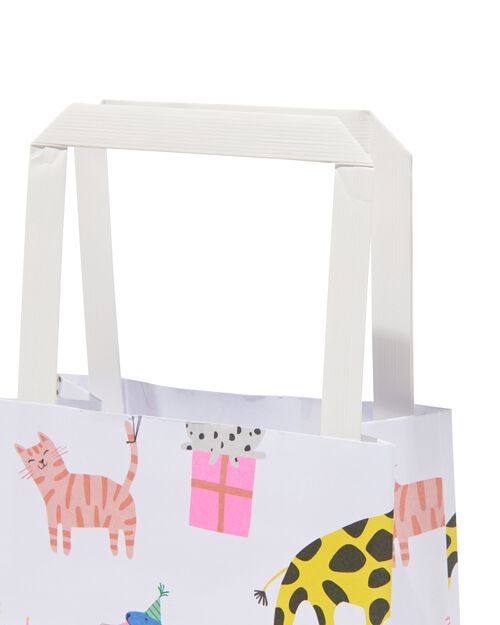 6 sacs cadeaux en papier 13x13x7 animaux en train de faire la fête