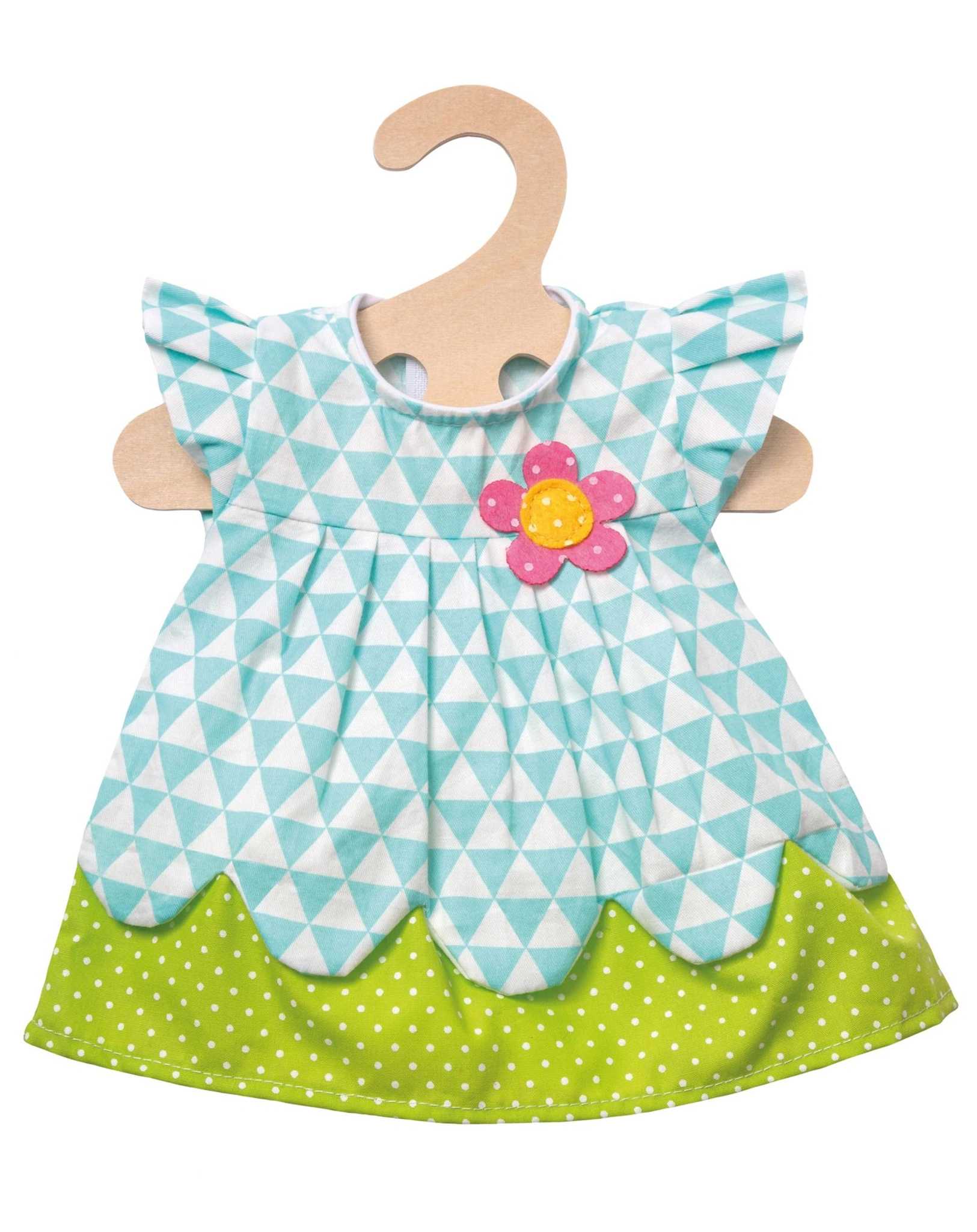Puppenkleidung KLEID „DAISY“ (28-35cm) in blau/grün