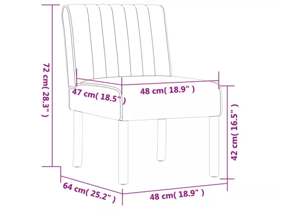 Fauteuil sans accoudoirs gris clair velours