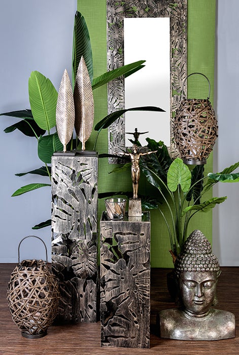 Gildenzuil, hoogte 70 cm, breedte 27 cm, bronskleurig, glas, metaal