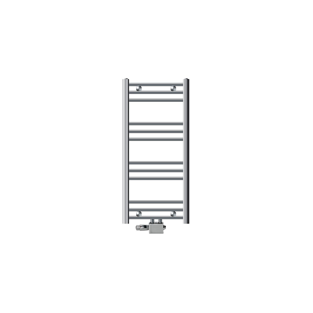 ECD Germany Badkamerradiator, Middenaansluiting, 400 x 800 mm, Chroom, Recht, met Thermostaat en Aansluitset, Universele Hoek- en Doorloopvorm, Chroom - Radiator, Verwarming, Handdoekwarmer, Handdoekdroger