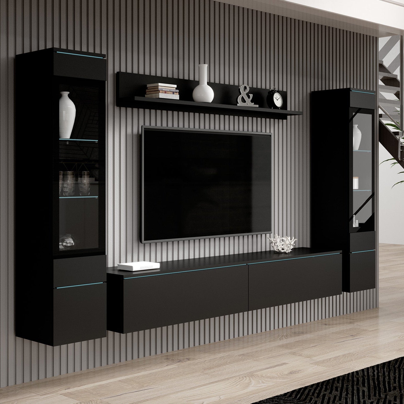 Variety - Wandmeubel - Zwart - 180x33x132 cm