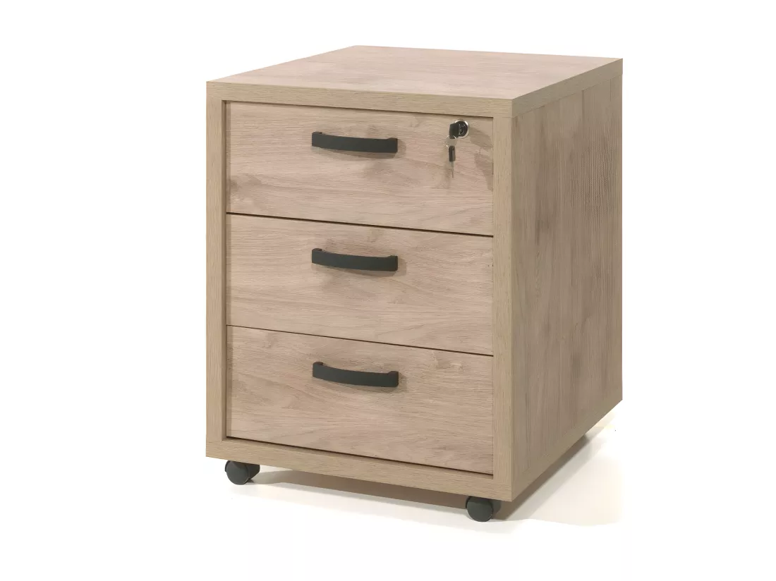 Caisson de rangement pour bureau 3 tiroirs coloris chêne doré collection DEPÉ