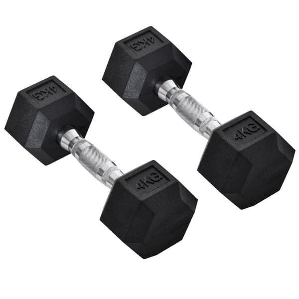 Hexagon Manualer Sett Med 2 Støpejerns Manualer Håndtak Riflet Manualsett Vekter Metall Gummi Svart 2 X 4 Kg