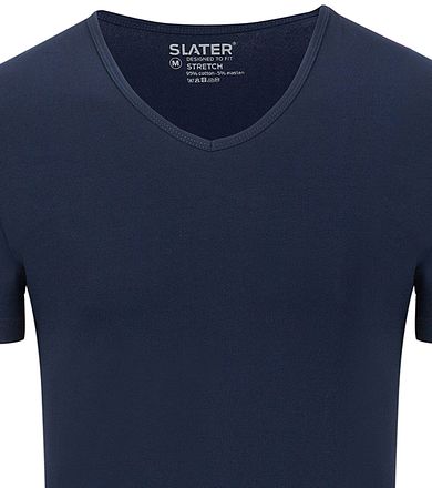 Slater 2-pack Stretch V-hals T-shirt Navy 6610 kopen
