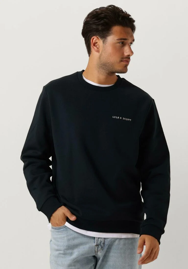 LYLE & SCOTT donkerblauwe lyle & scott sweater embroidered crew neck sweatshirt