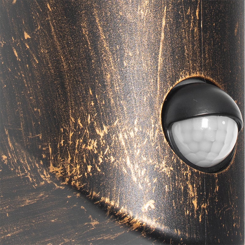 Antieke gouden buitenwandlamp IP54 met bewegingssensor - Kiki