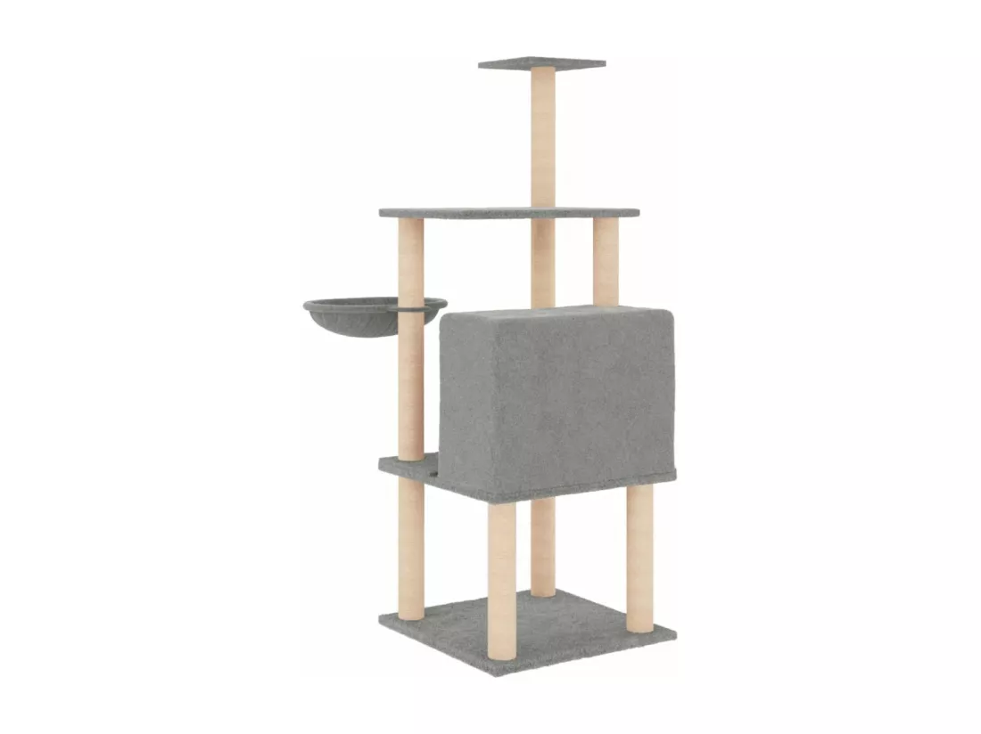 Arbre à chat avec griffoirs en sisal gris clair 132 cm