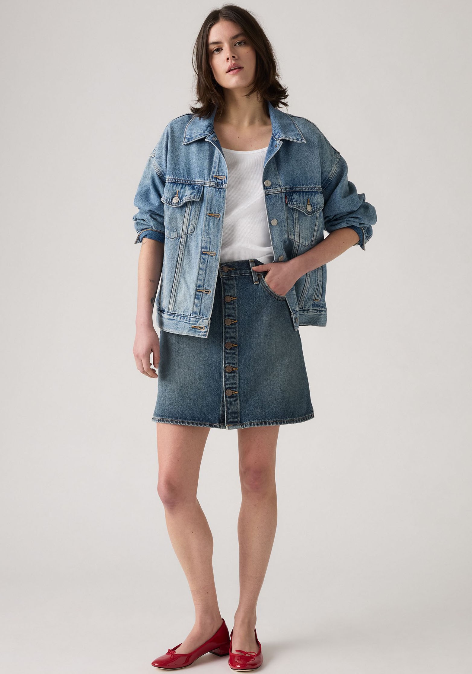 Levi's® Jeansrock »RETRO BUTTON FRON« leicht ausgestellt