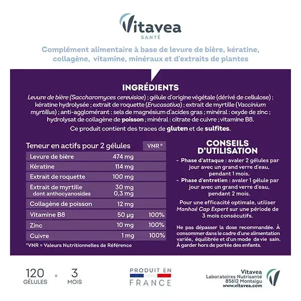 Manhaé Cap Expert - Queda de Cabelo - Levedura de Cerveja, Queratina - 120 Cápsulas