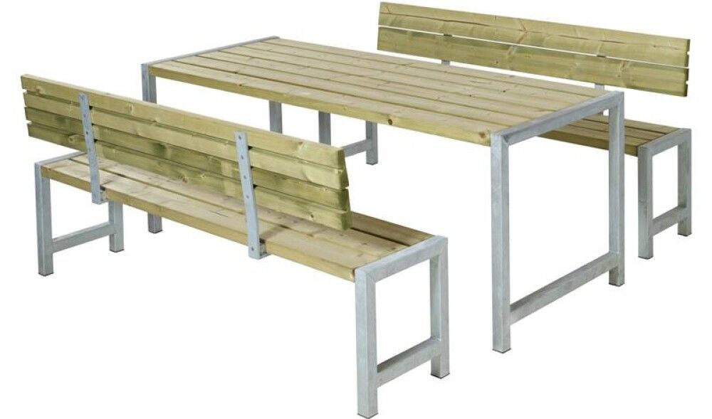 BENKESETT PLUS BORD/BENKER MED RYGGSTØTTE 186CM