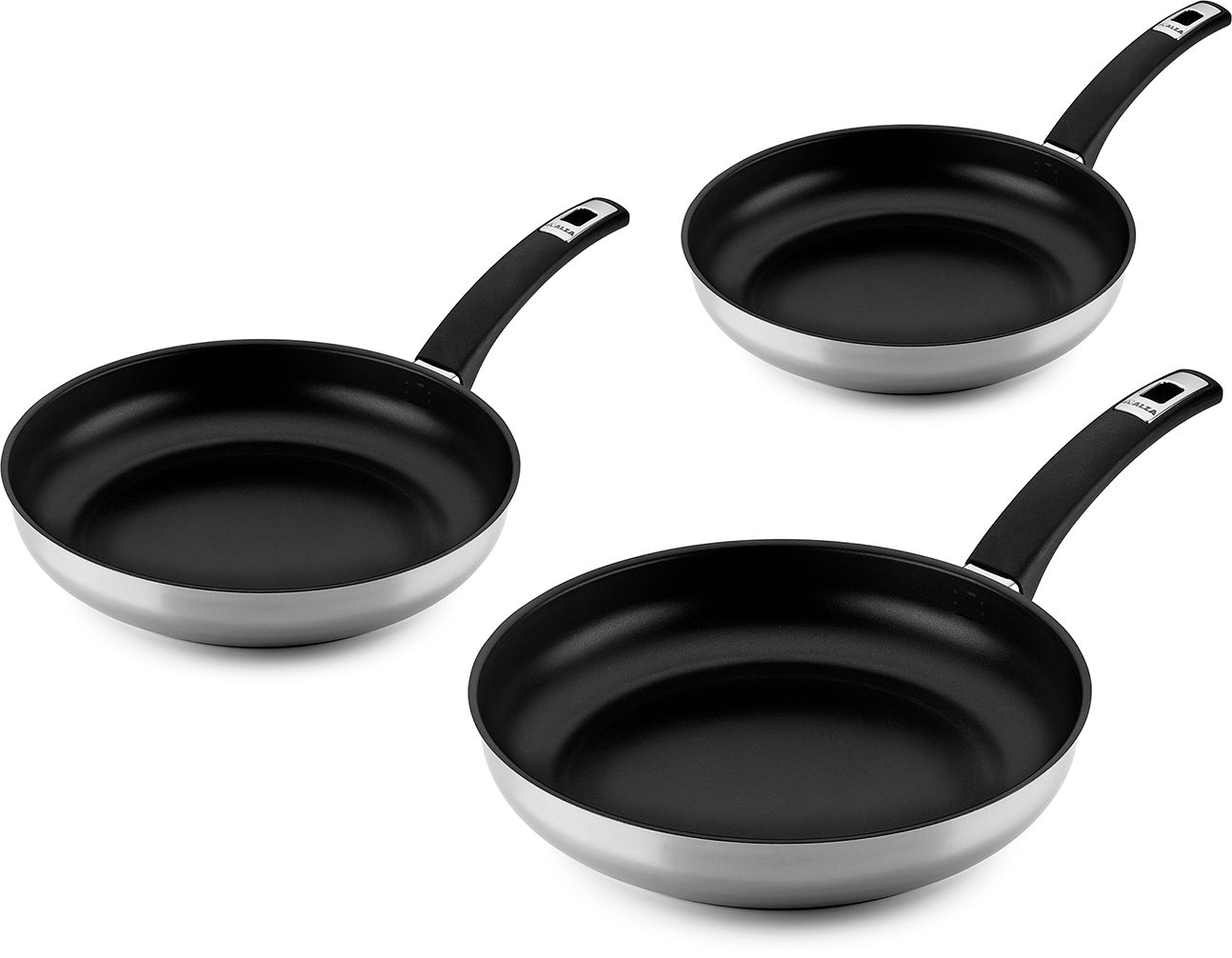 Conjunto de frigideiras Alza Classic de 3 peças. Diâmetros das frigideiras: 18 cm, 22 cm e 26 cm. 00464430