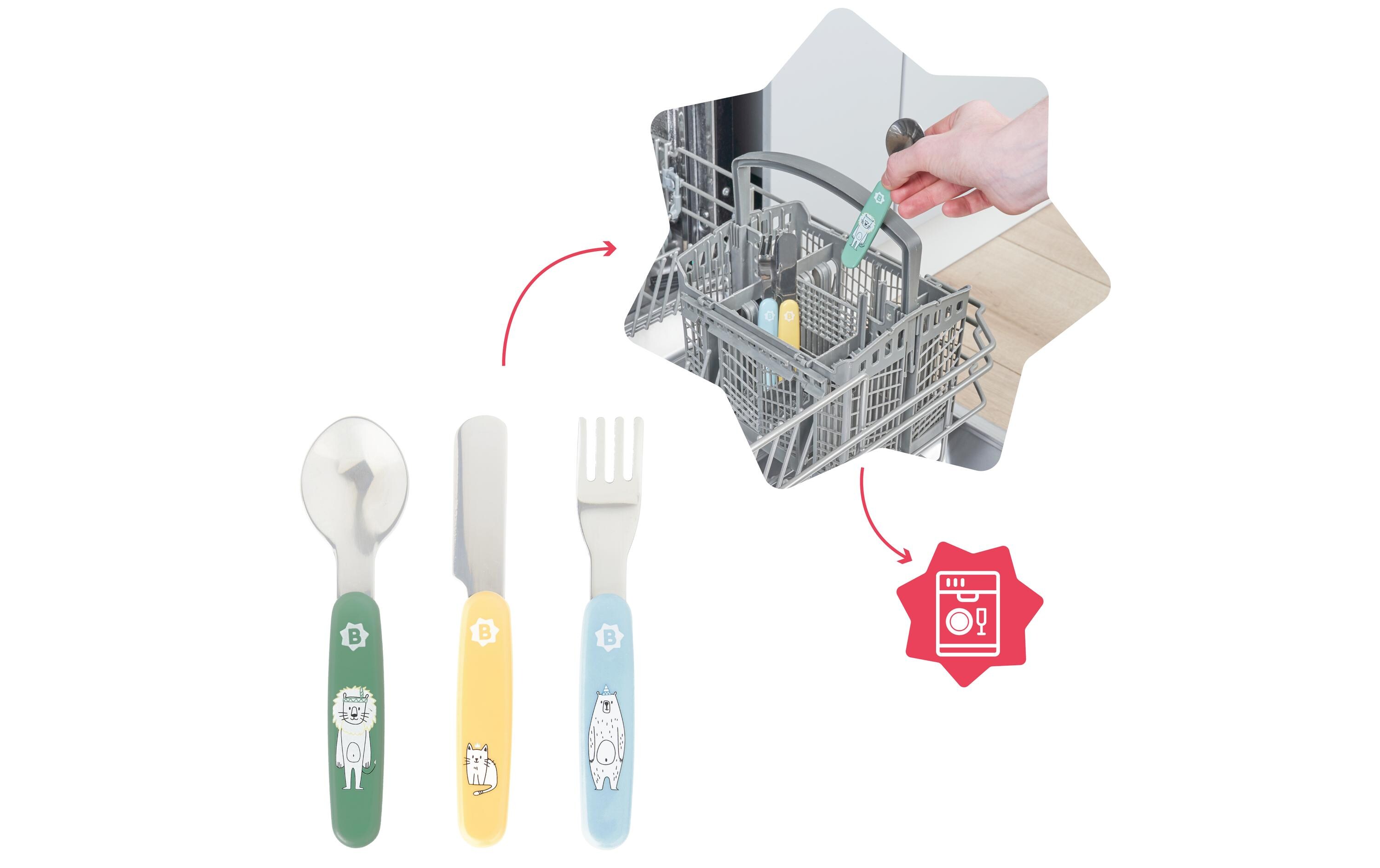 Kinderbesteckset 3-teiligKinderbesteckset mit Tier-Design