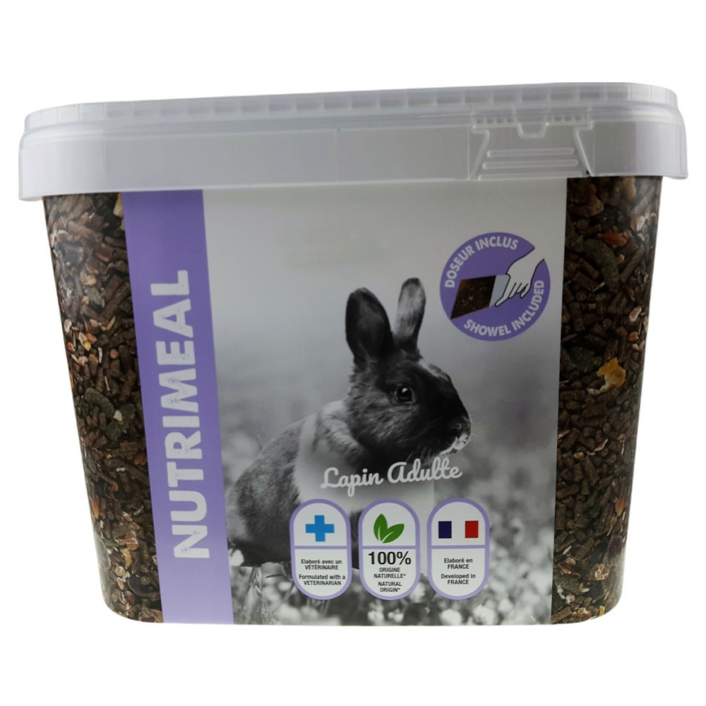 Granulés lapin nain adulte (6mois et plus) nutrimeal seau de 6kg.