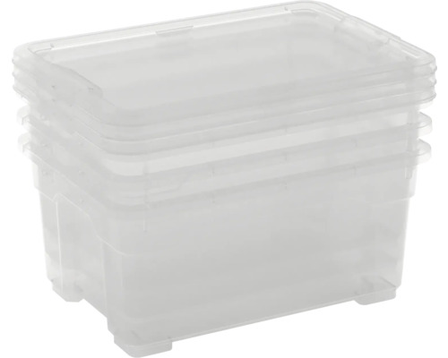 Kunststof box DIRK XS 12 l 255x170x370 mm met deksel set van 3