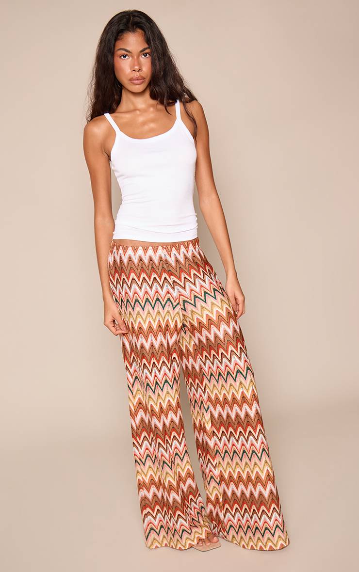 Multicolore Pantalon Large À Imprimé Texturé