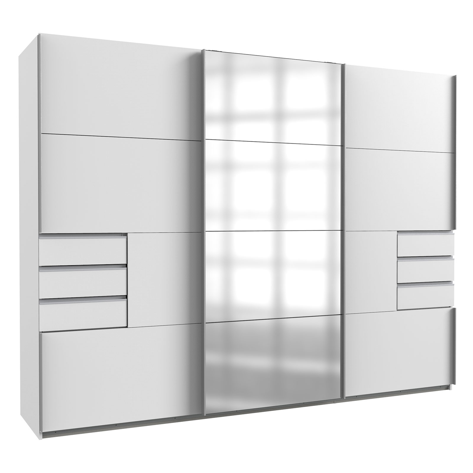 Schwebetürenschrank - weiß - mit Spiegel - 270 cm