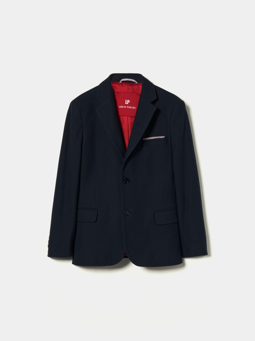 Blazer piqué com detalhes em vermelho