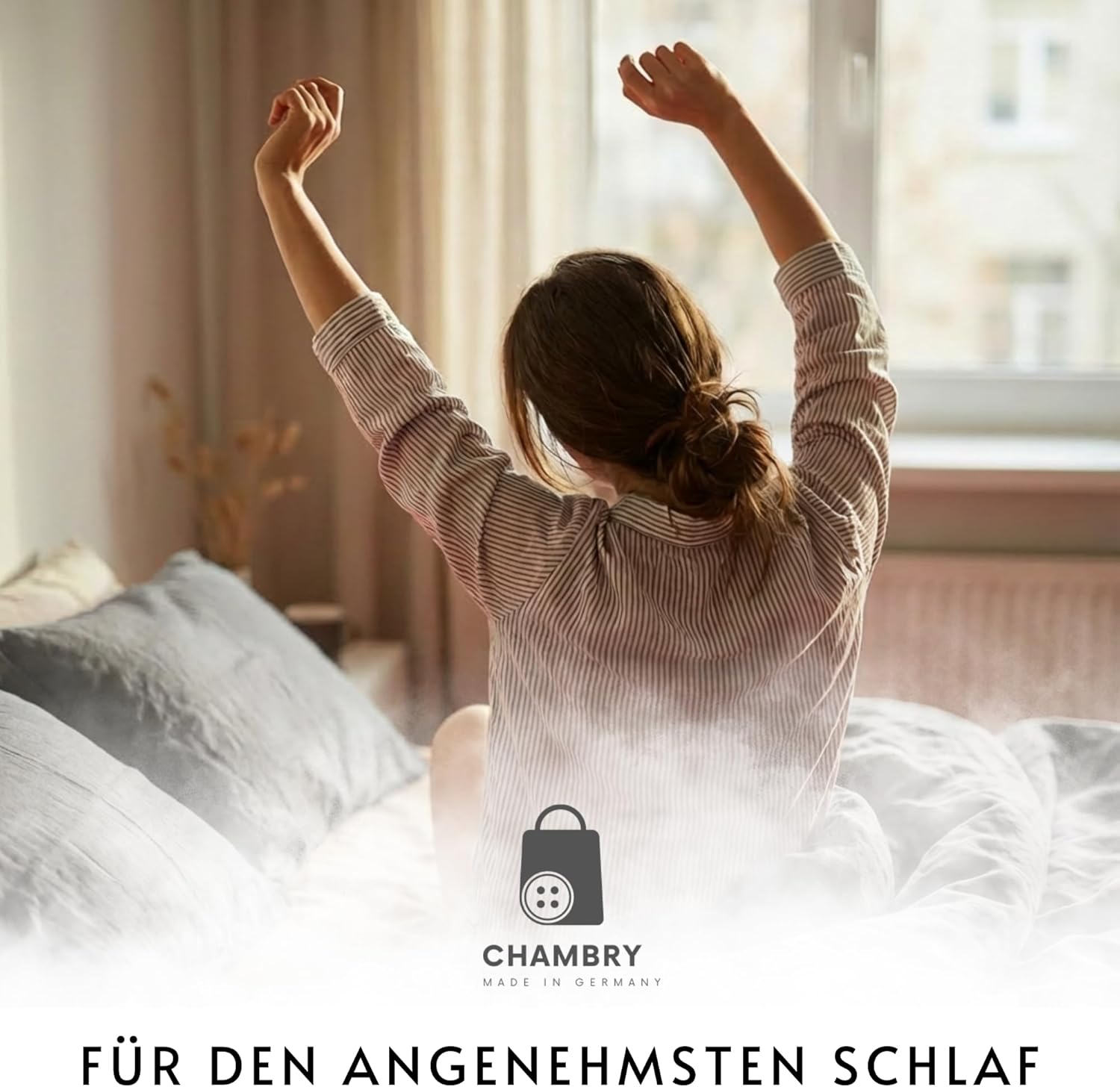 chambry Premium Bettwäsche 100% Leinen - handgefertigt in Deutschland - atmungsaktiv temperaturausgleichend bügelfrei - Bettbezug 135x200cm + Kissenbezug 80x80cm - Anthrazit