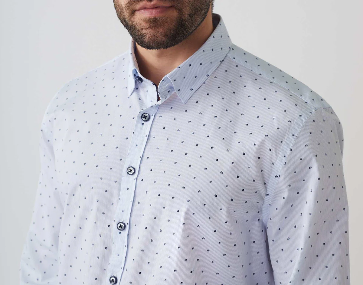 Chemise casual imprimé blanc-marine 
