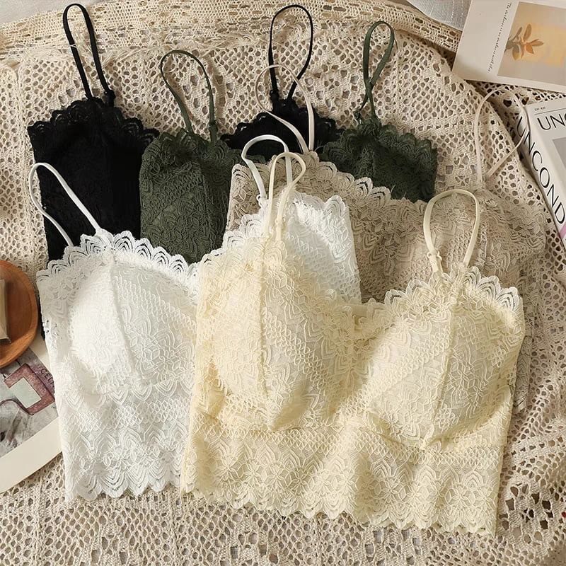 DIYI - V-hals kanten gewatteerde cropped camisole
