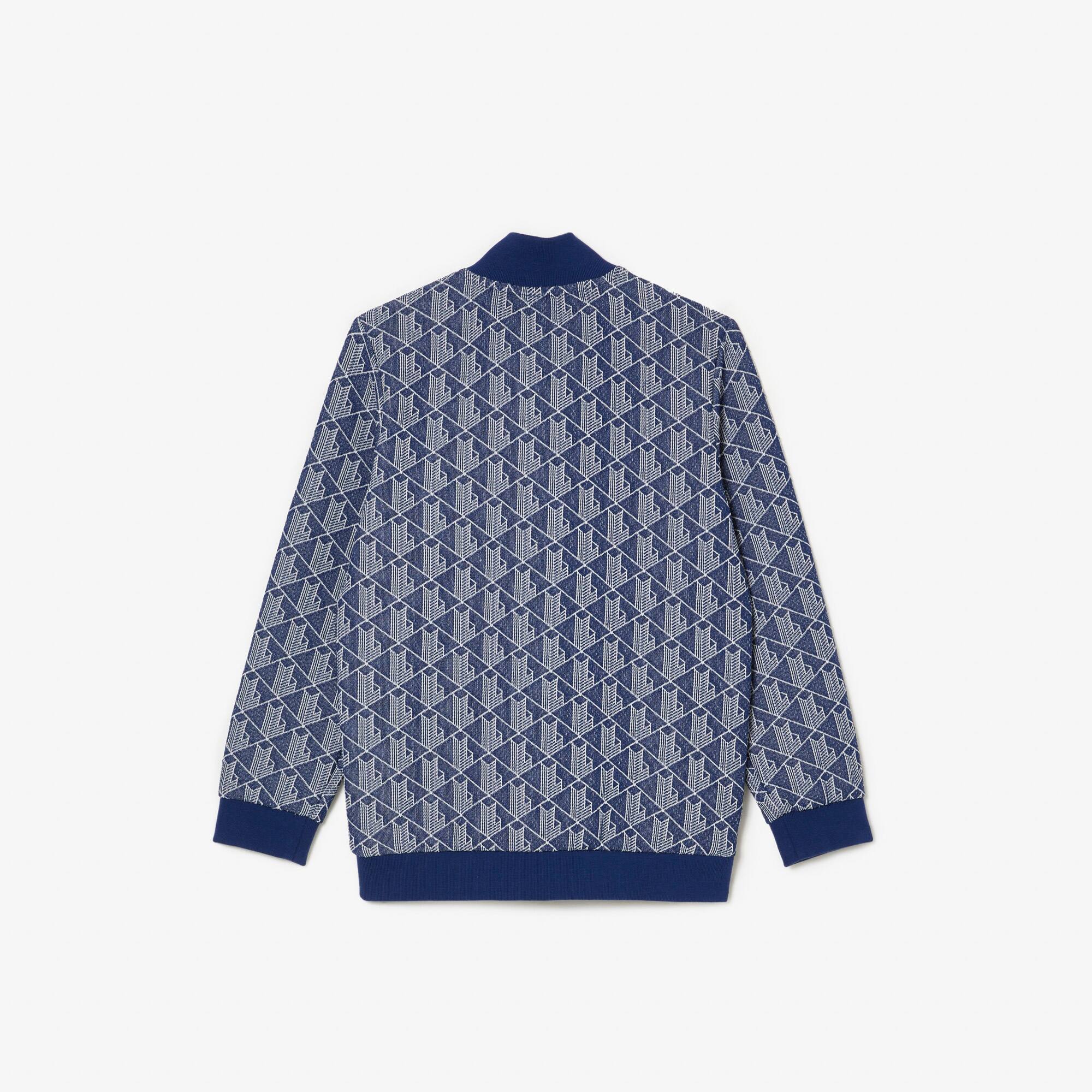 Sweatshirt zippé avec monogramme et col montant Pullovers & Sweatshirts - Bleu - Lacoste - Enfant