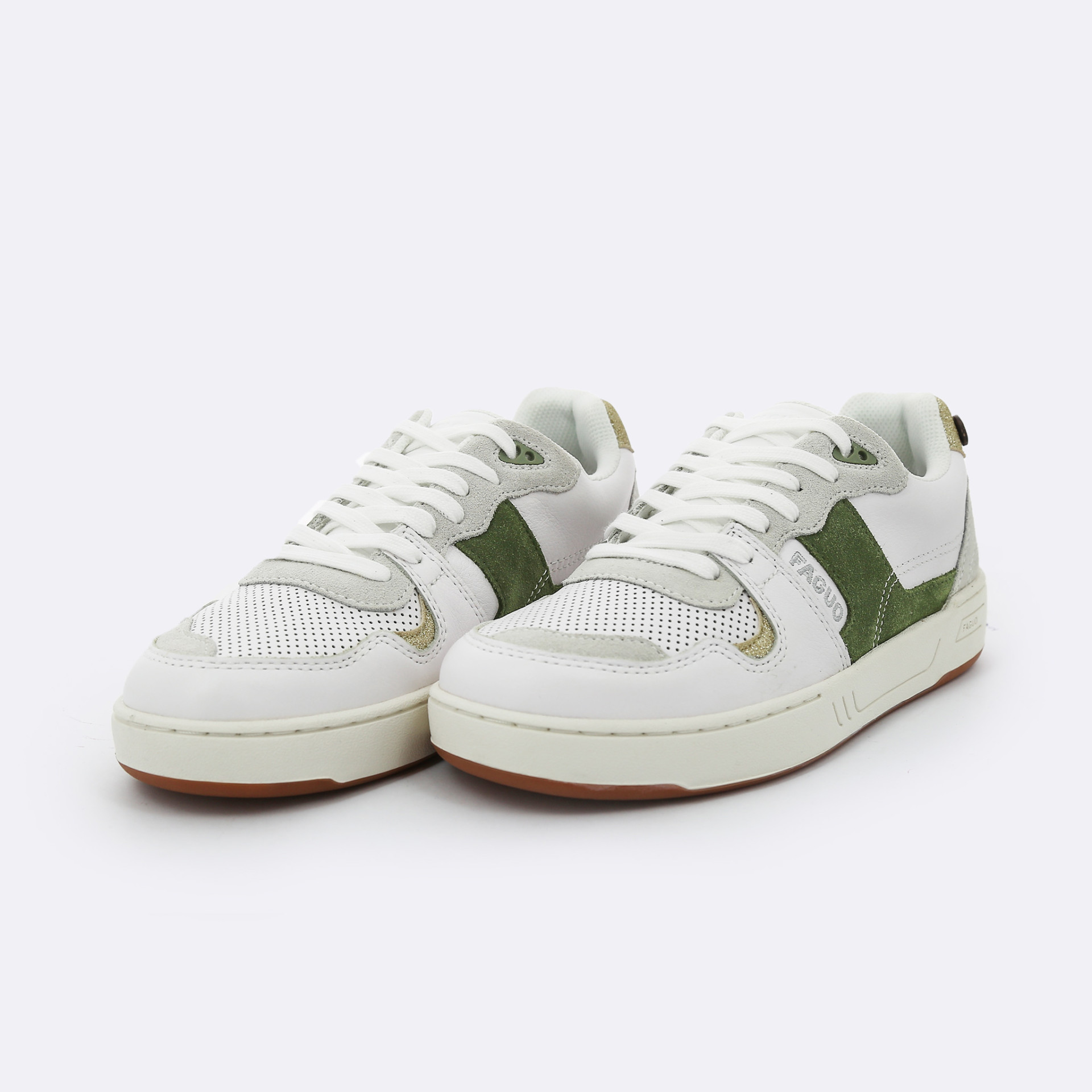 Baskets kaki & dorée en cuir Cuir - modèle Ceiba