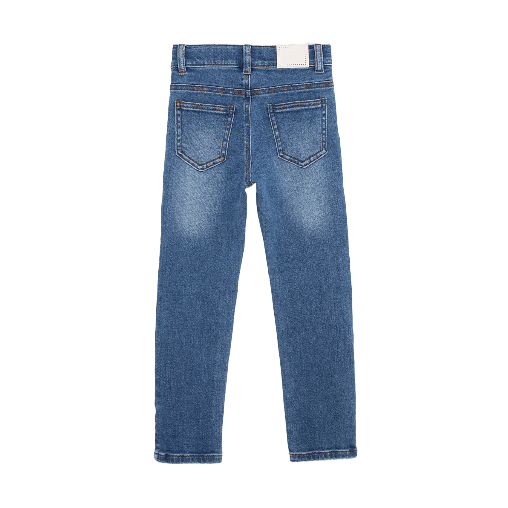 Jean droit délavé en coton mélangé | Bleu