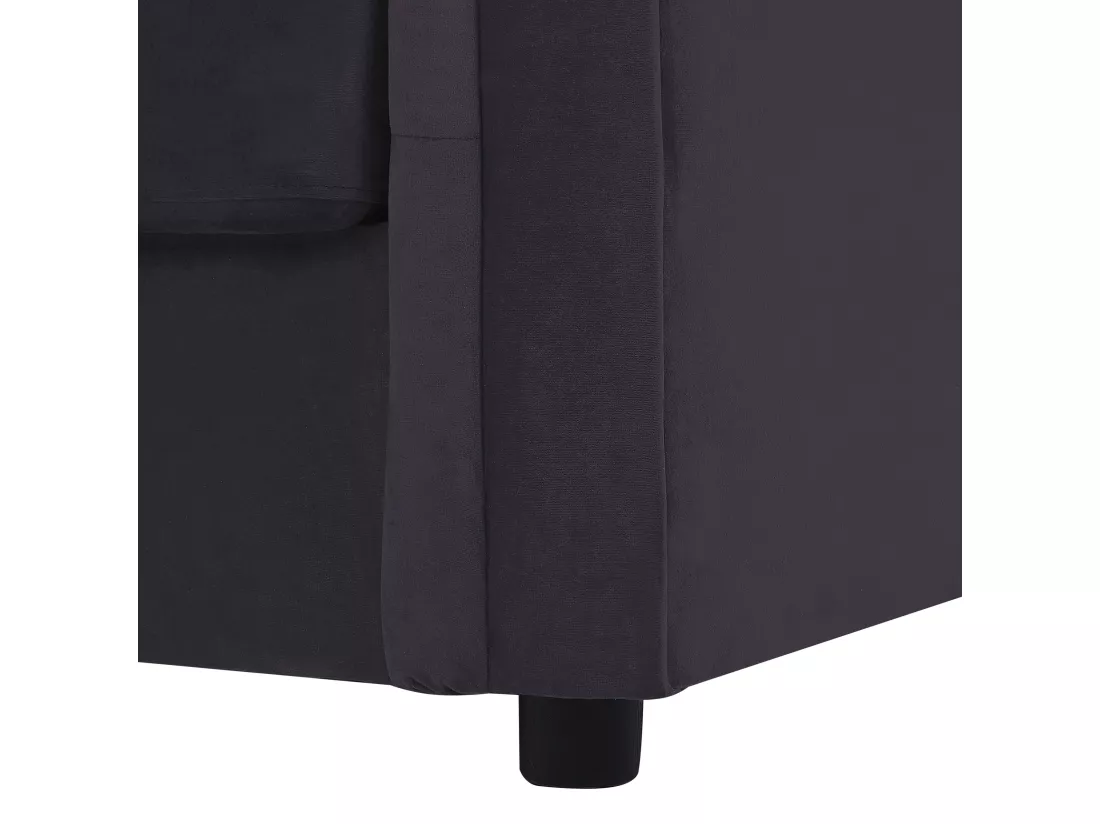 Canapé convertible 3 places en velours noir CHESTERFIELD