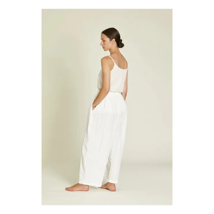 Black Crane Pantalon Large Seersucker | Blanc