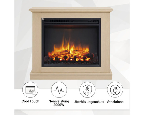 Elektrische haard Balderia Phanos licht eiken 2000 watt