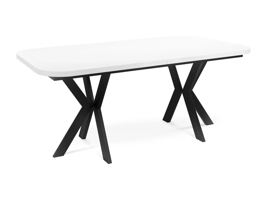 Table De Salle à Manger à Rallonges De Style Moderne - Table Rectangulaire Avec Pieds En Métal Noir - Table Industrielle Avec Coins Arrondis - Compacte - 200 X 100