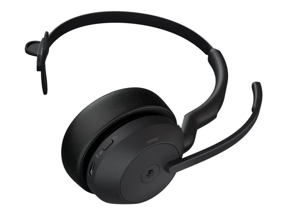 Jabra Evolve2 55 MS Mono - Headset - på øret - Bluetooth - trådløs - aktiv støjfjerning - USB-A via Bluetooth adapter - sort - Zoom Certified, Cisco Webex Certified, Tencent Meeting Certified, Alcatel-Lucent Certified, Avaya Certified, Unify Certifie